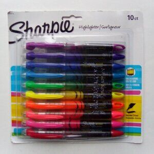 Sharpie 10 Assorted Fluorescent Liquid Highlighters, Narrow Chisel